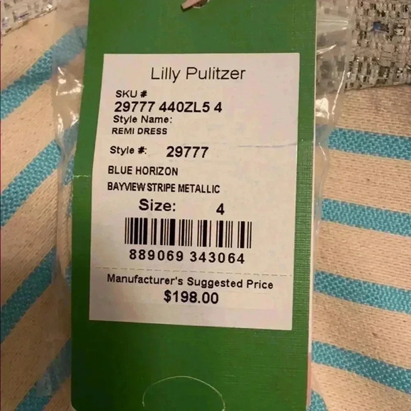 Bayview Stripe Metallic Blue Pulitzer dress Lilly Pulitzer 4 NWT - Picture 4 of 12